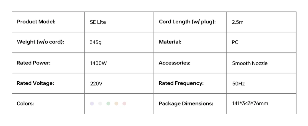 Laifen SE Lite High Speed Hair Dryer