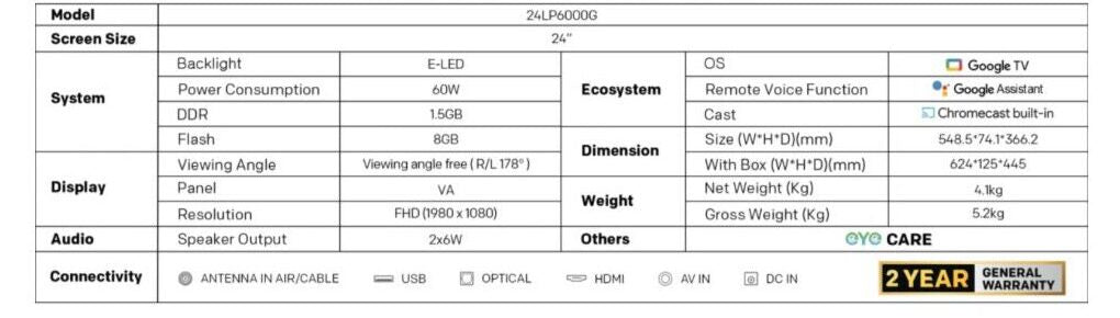 Skyworth Portable TV 24LP6000G